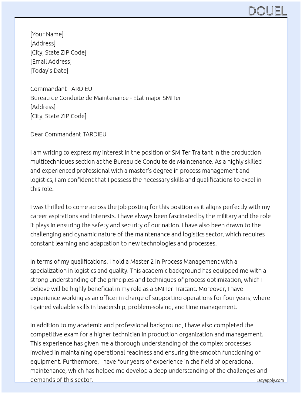 Cover letter for smiter traitant section production multitechniques - LazyApply