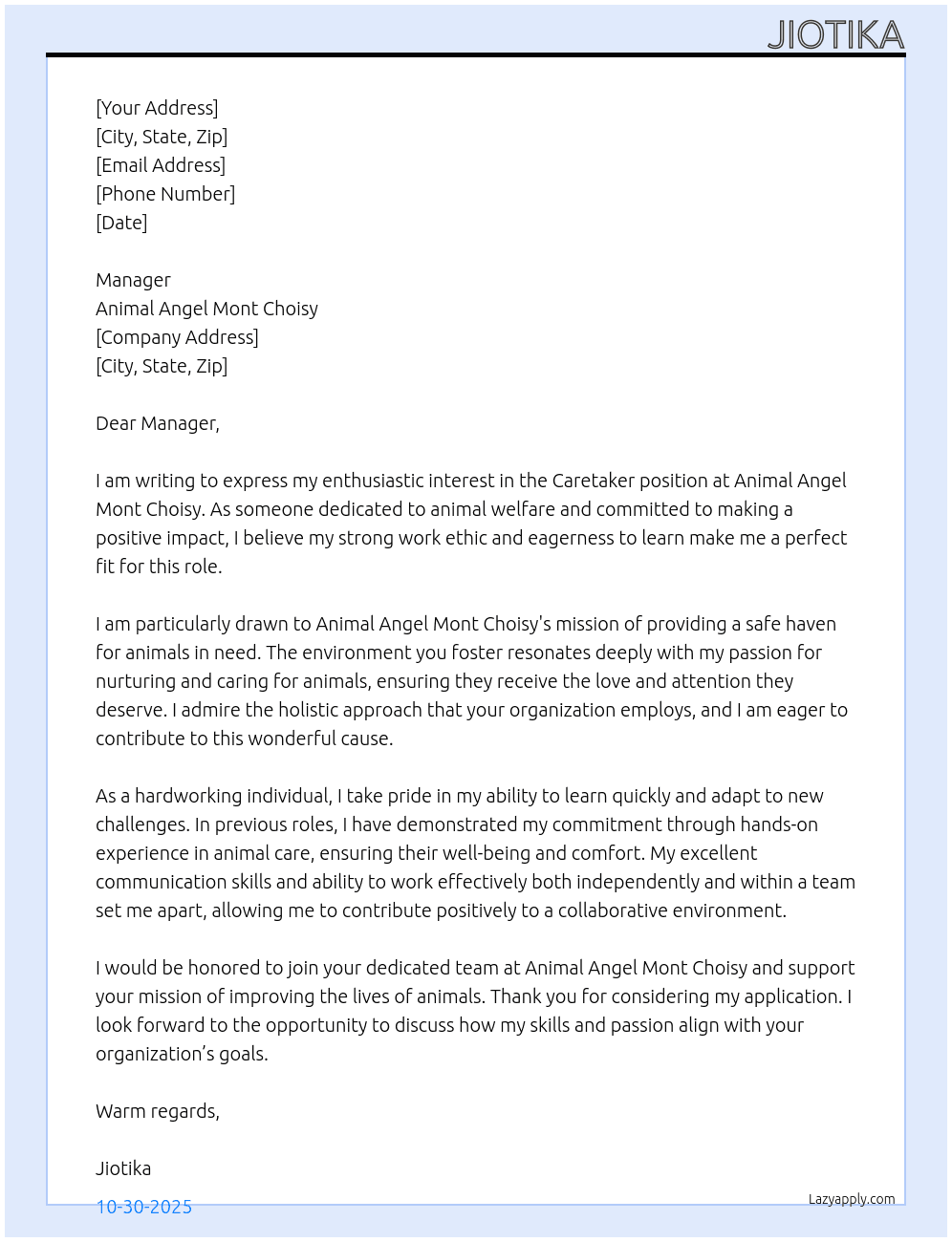 Cover letter for shelter job - LazyApply