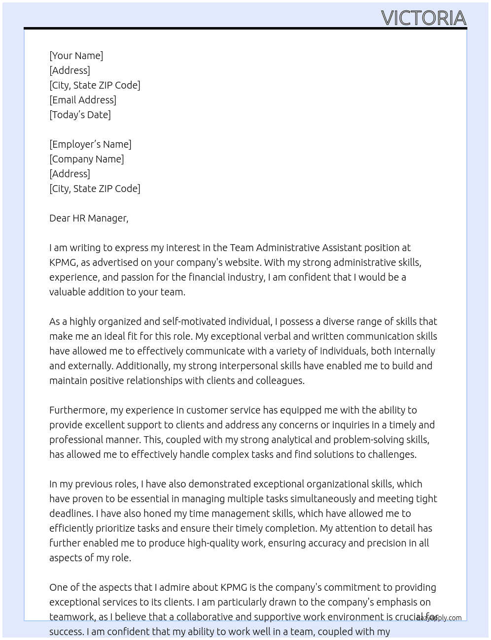 Cover letter for team administrative assistant - LazyApply