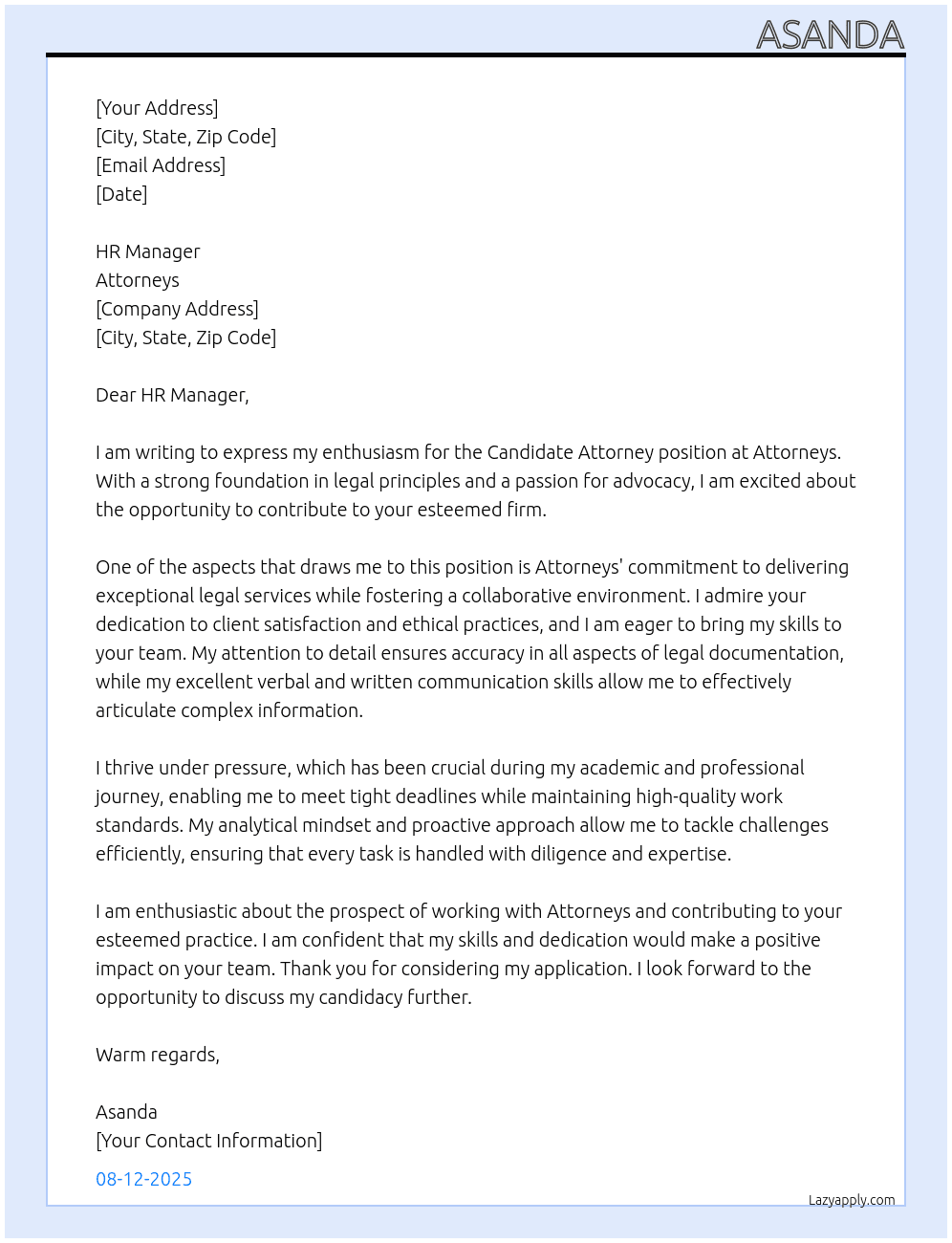 candidate attorney At attorneys Cover Letter
