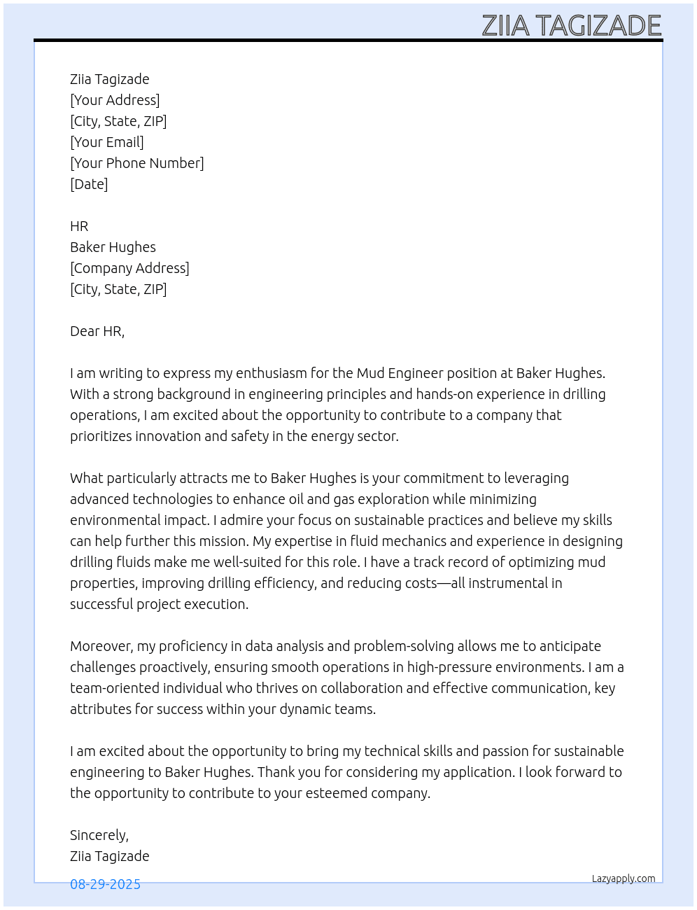 Cover letter for mud engineer - LazyApply