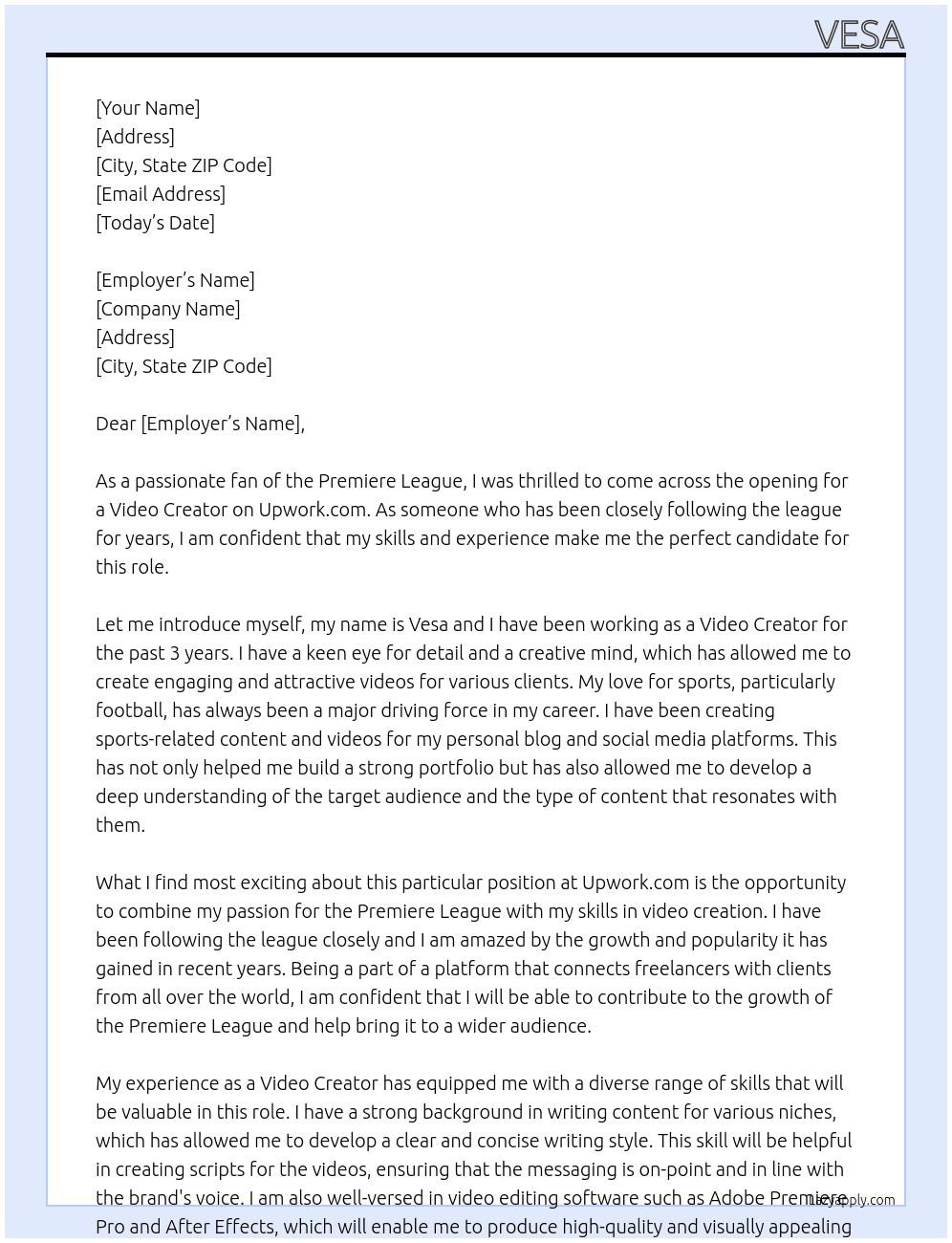Video creater At upwork.com Cover Letter
