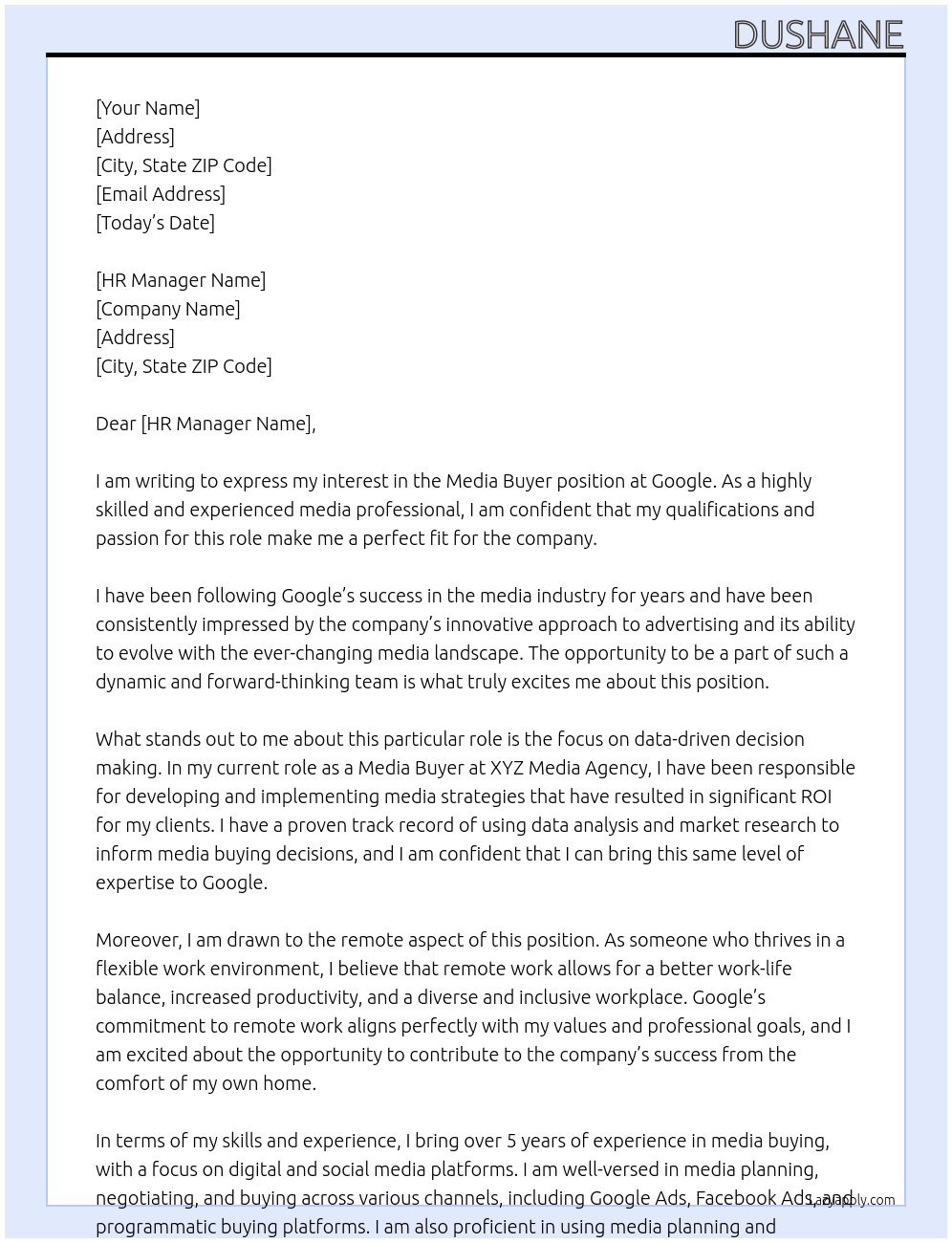 Cover letter for media buyer - LazyApply