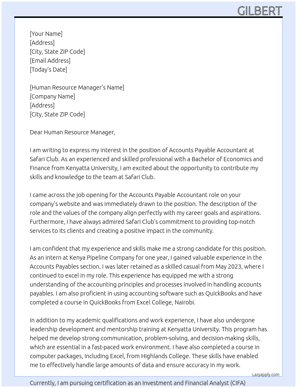 Cover letter for accounts payable accountant - LazyApply
