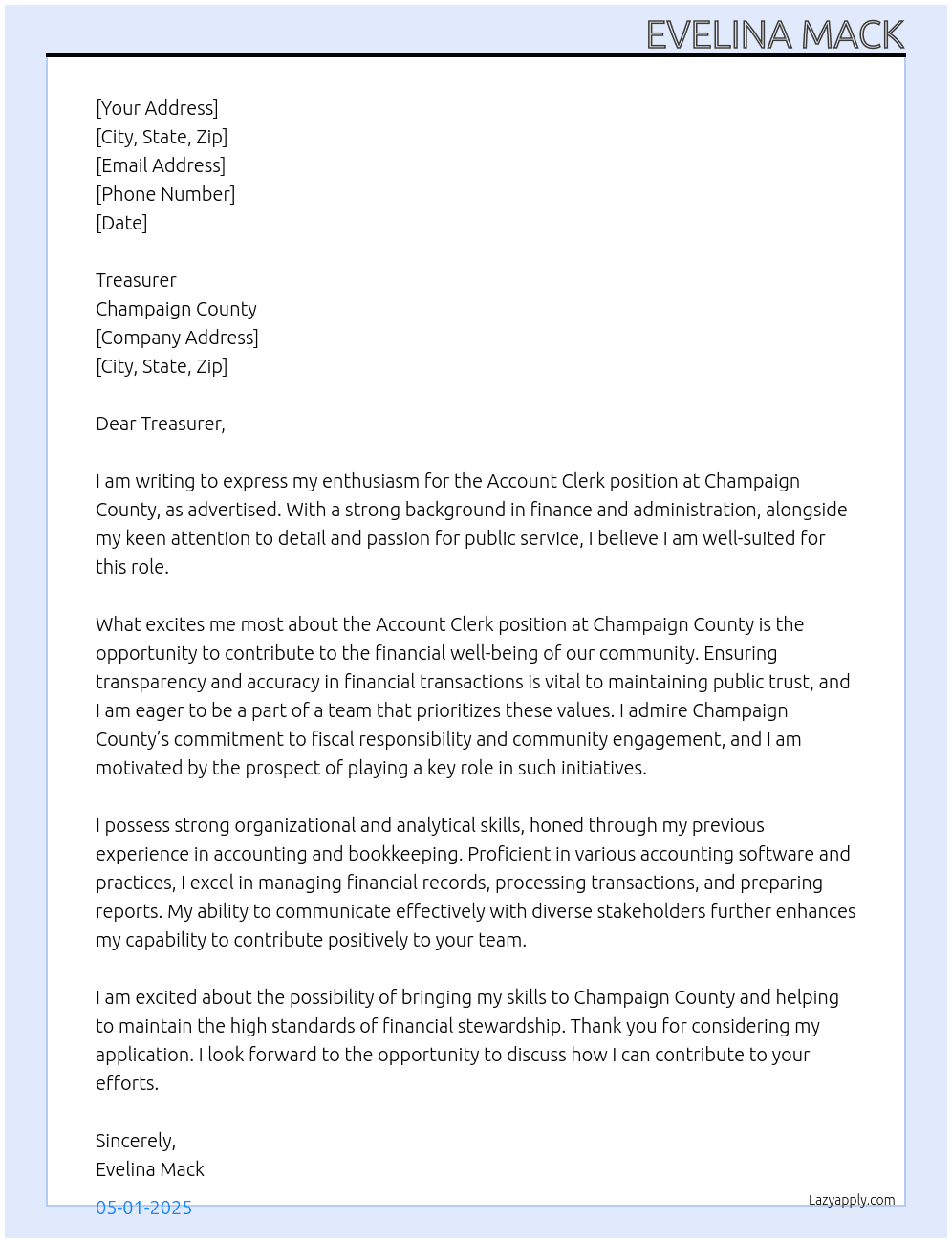 Cover letter for account clerk - LazyApply