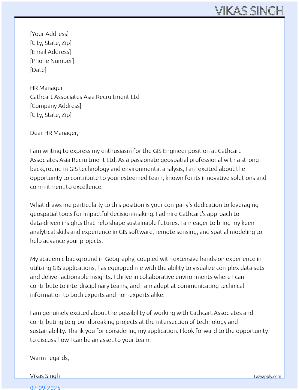 Cover letter for gis engineer - LazyApply