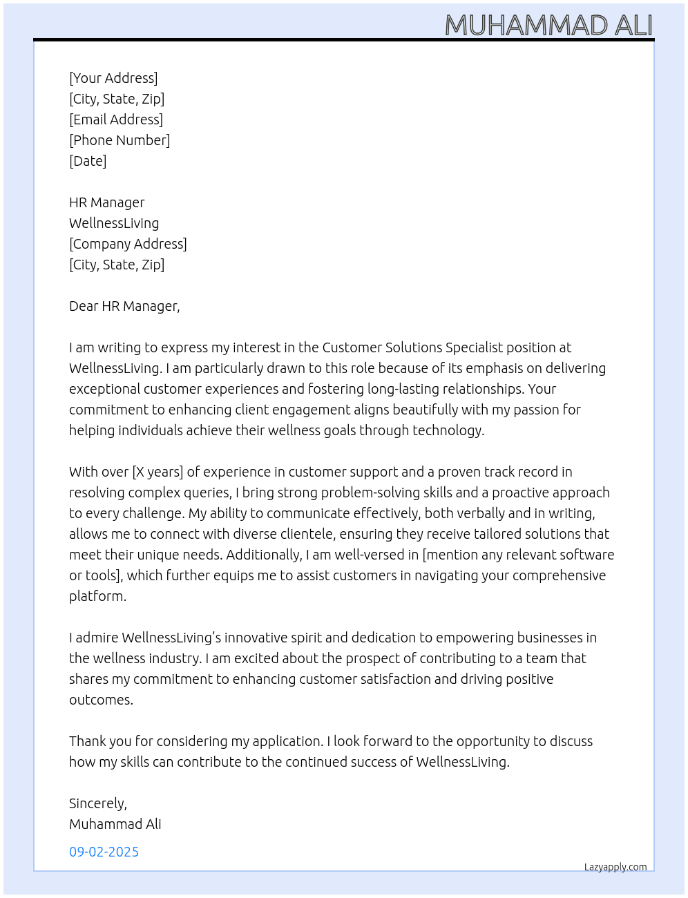 Cover letter for customer solutions specialist - LazyApply