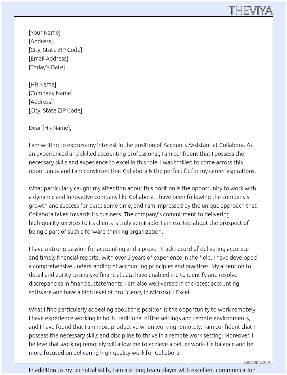 Accounts Assistant  At Collabora Cover Letter