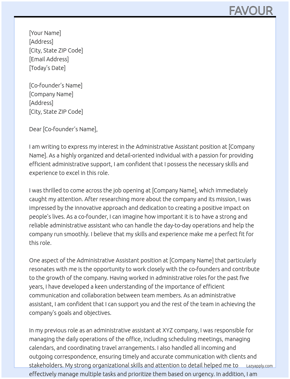 Administrative assistant  At Paired Cover Letter