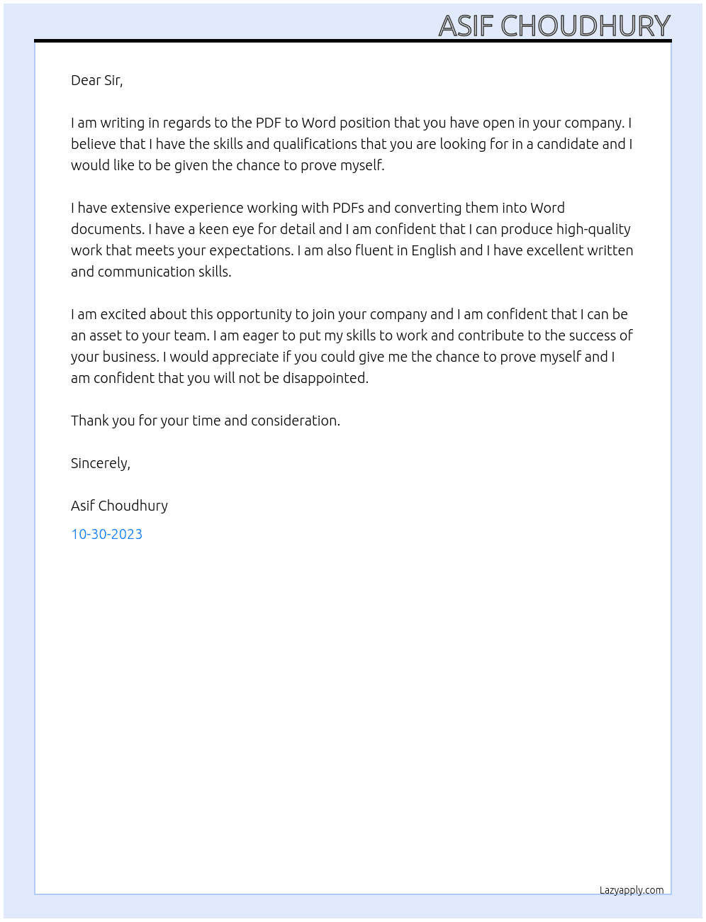 PDF to WORD At Md. miraj hossain Cover Letter