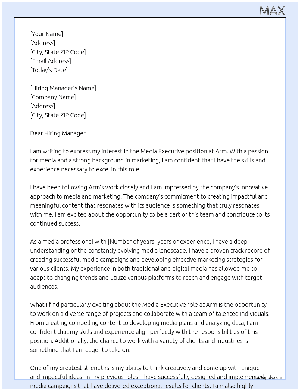 Media Executive At Arm Cover Letter