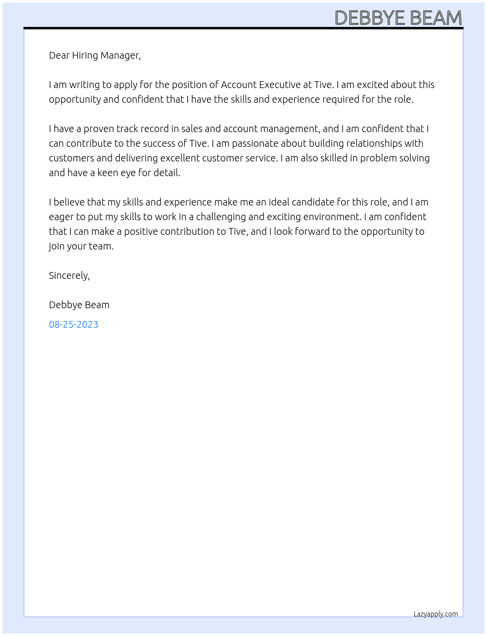 Account Executive At Tive Cover Letter