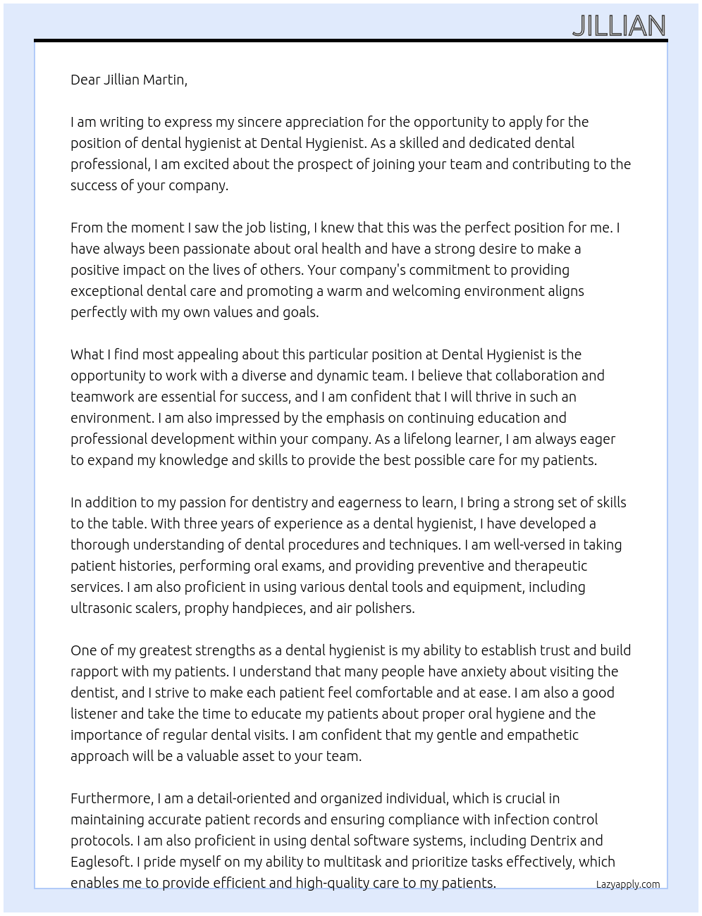 dental hygienst At dental hygienist Cover Letter