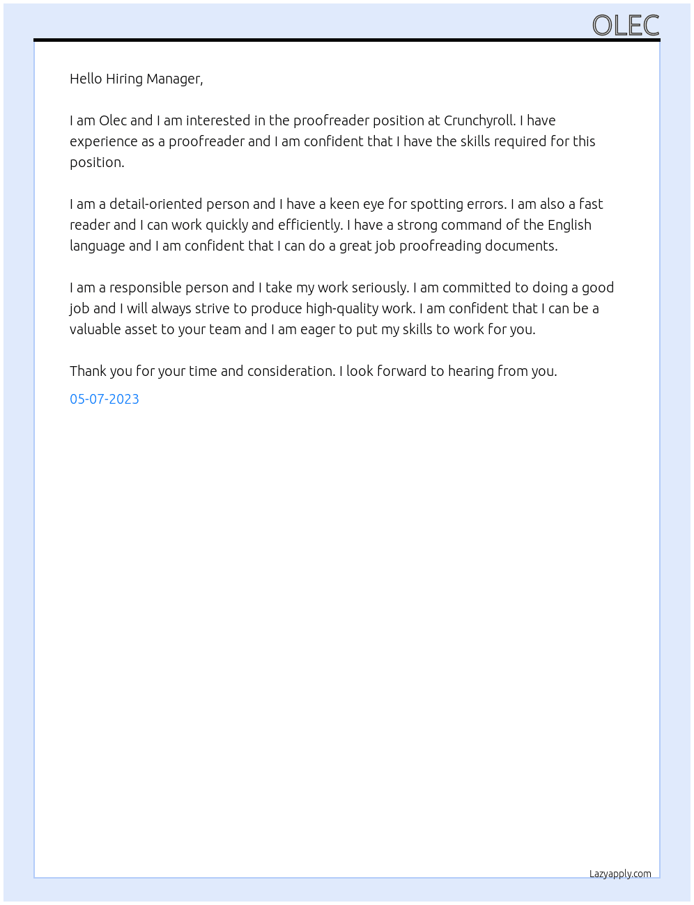 Proofreader At Crunchyroll Cover Letter