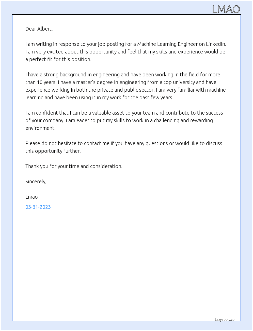 Machine Learning Engineer At Linkedin Cover Letter