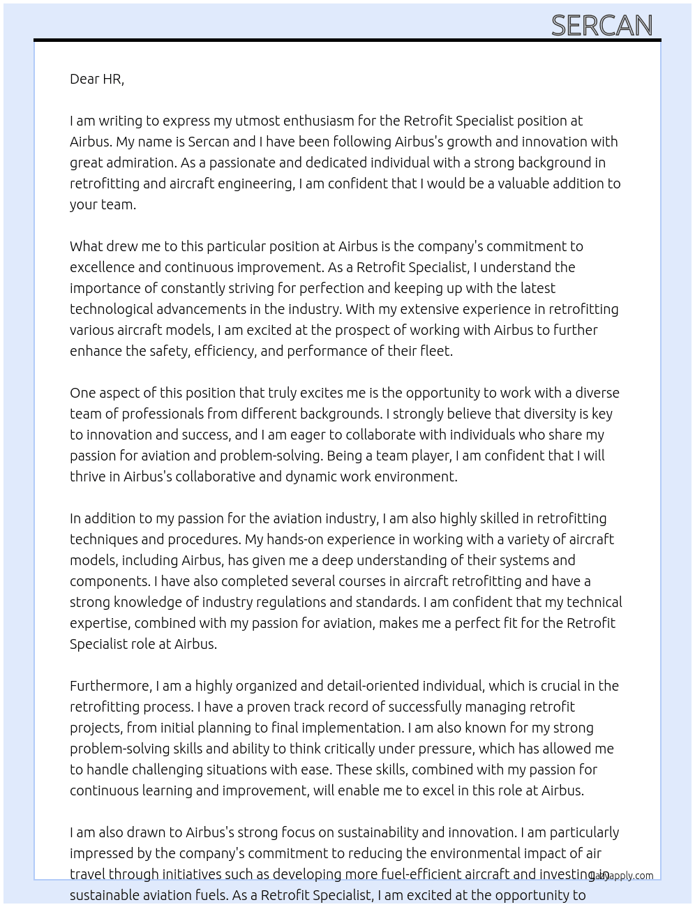 Cover letter for retrofit specialist - LazyApply