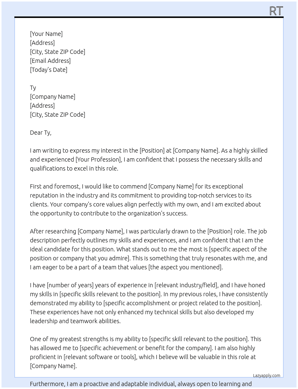 Request from lave information  At Tu Cover Letter