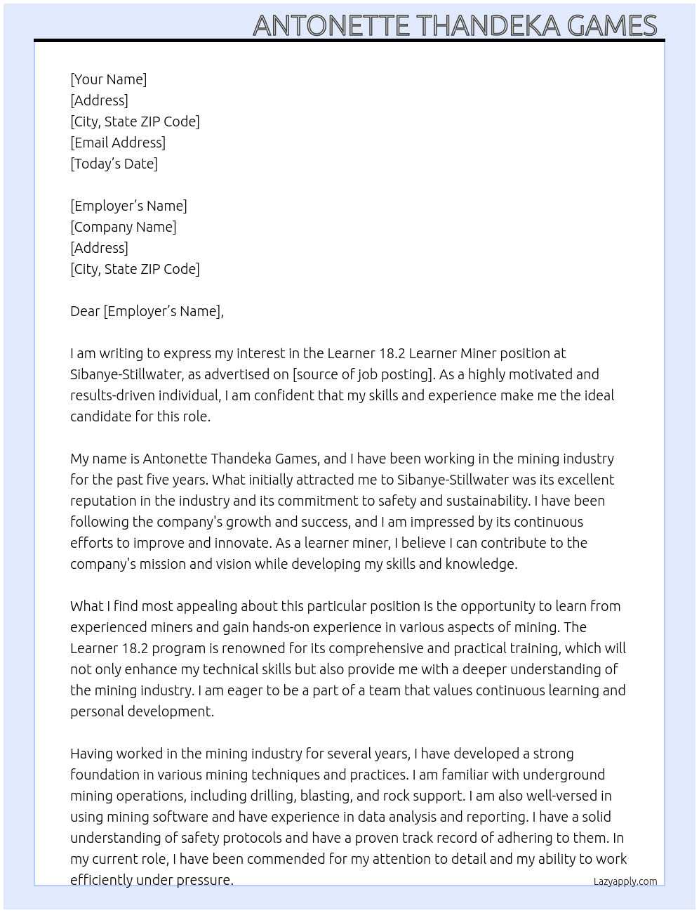 Cover letter for leaner 18.2 learner miner - LazyApply