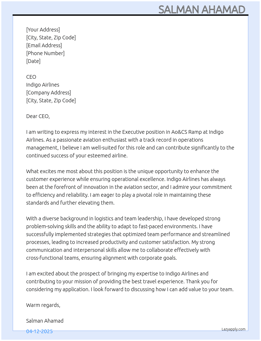 Cover letter for executive _ao&cs_ramp - LazyApply