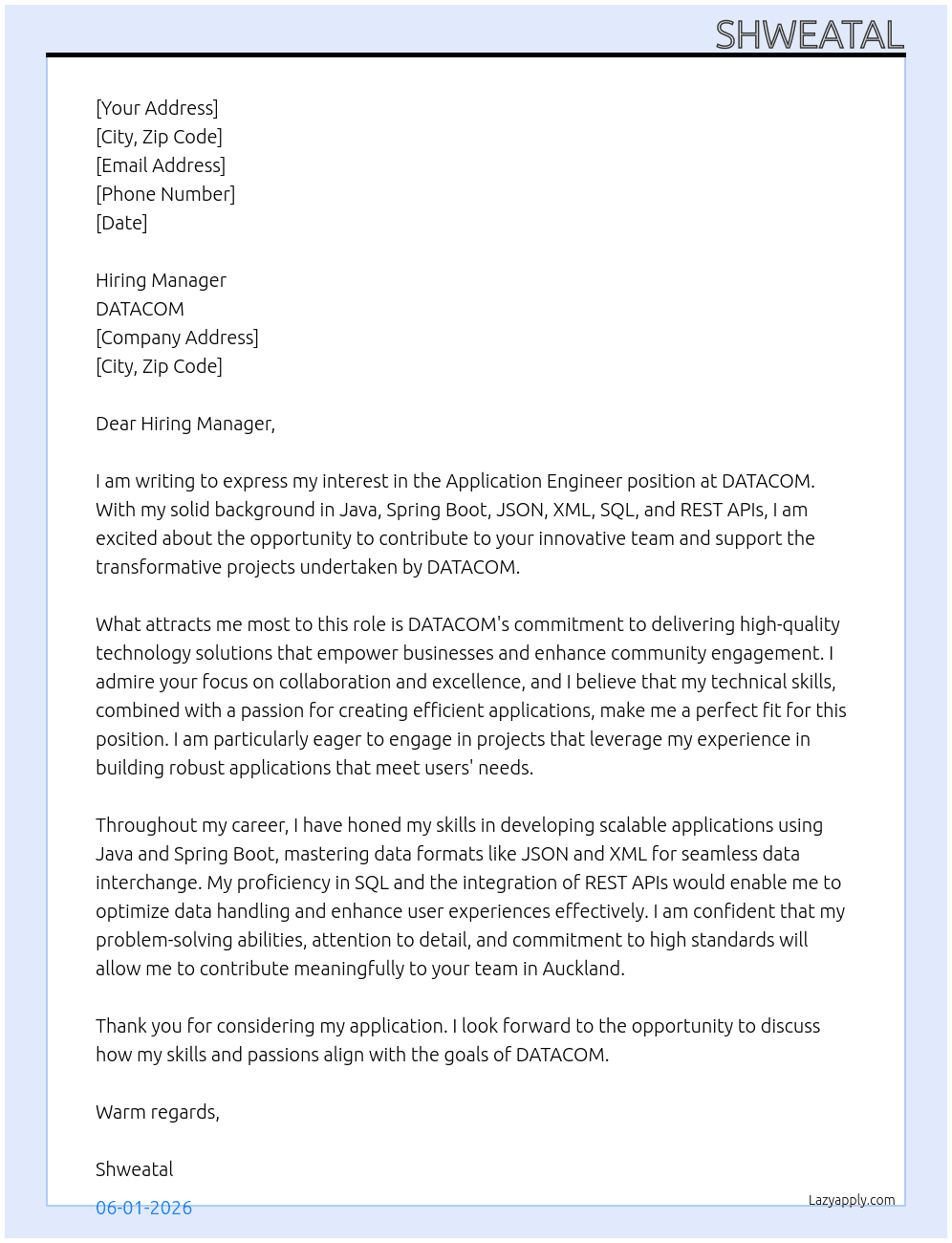 Cover letter for application engineer - LazyApply