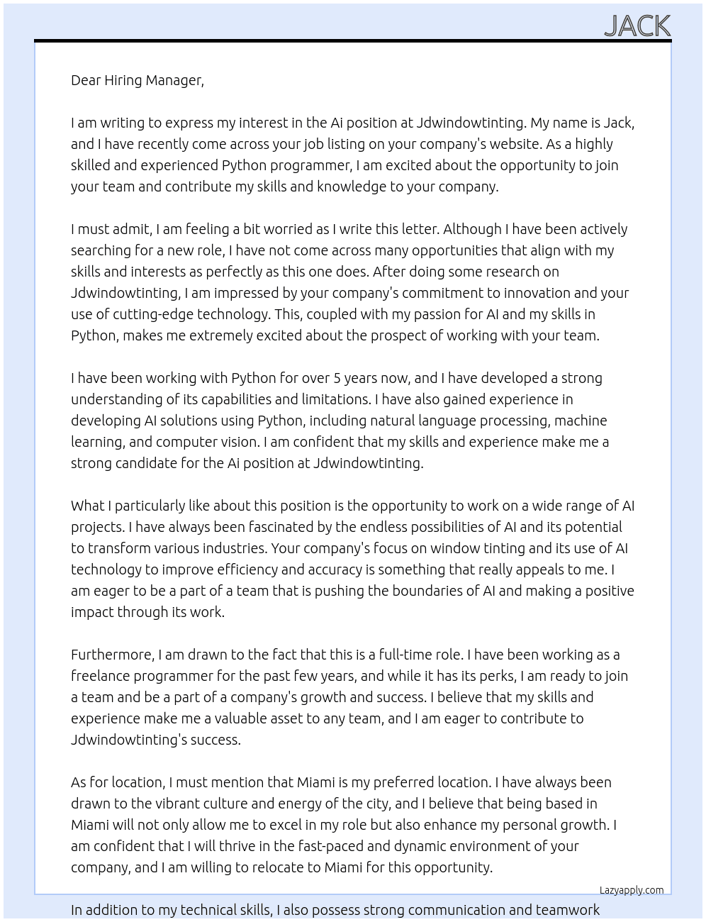 Ai  At Jdwindowtinting  Cover Letter