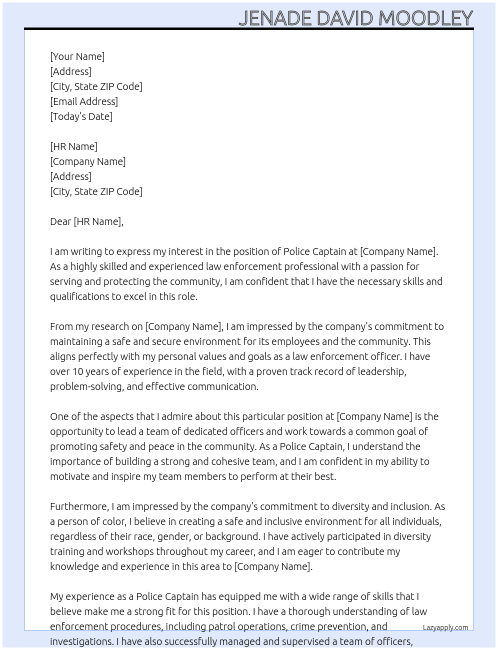 police captain At 8705235048085 Cover Letter