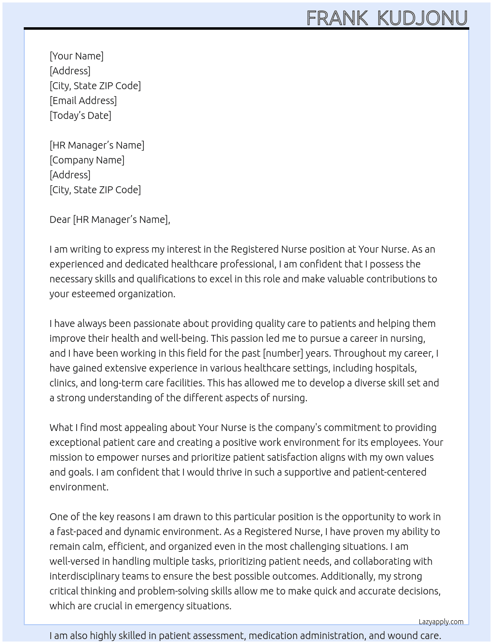 registered  nurse At Your Nurse Cover Letter