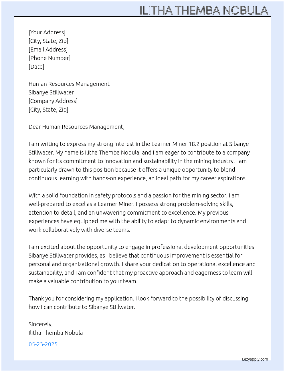 Cover letter for learner miner 18.2 - LazyApply