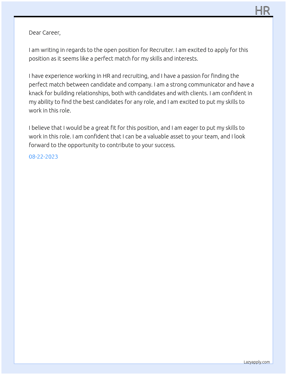 Recruiter  At Career  Cover Letter