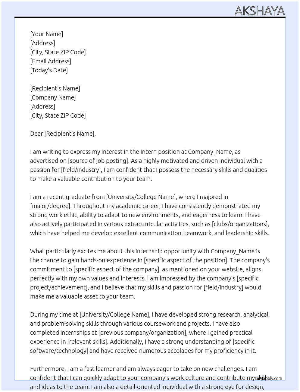 Intern At Company_Name Cover Letter
