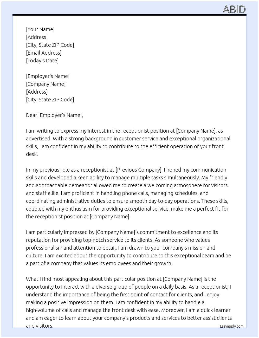 reception At A&O Cover Letter
