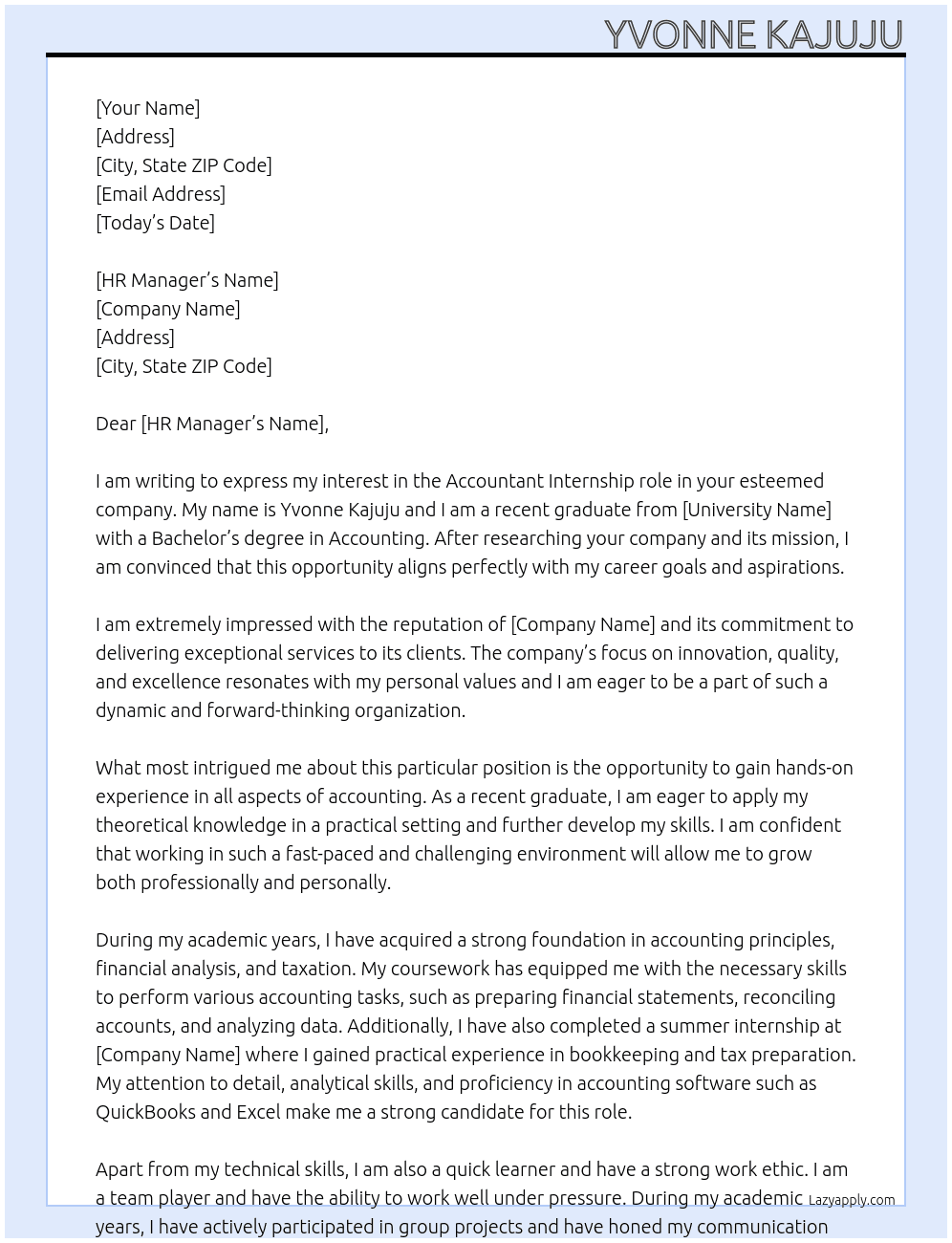 Accountant  At Not sure Cover Letter