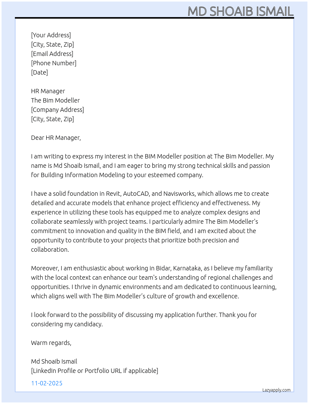 Bim modeller At The Bim Modeller Cover Letter