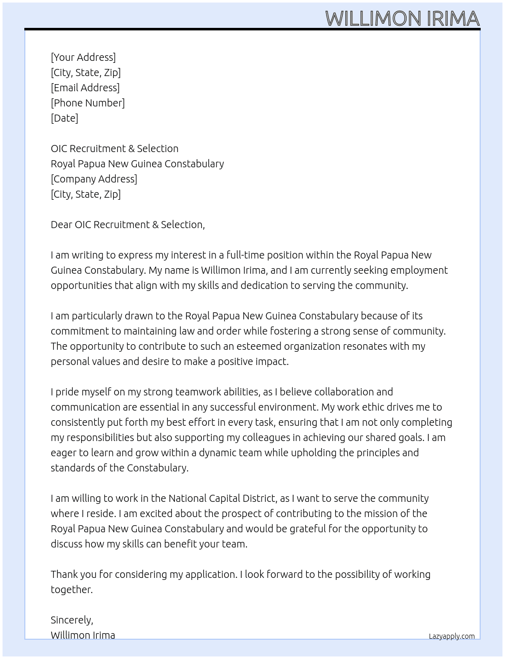 Cover letter for unemployed - LazyApply