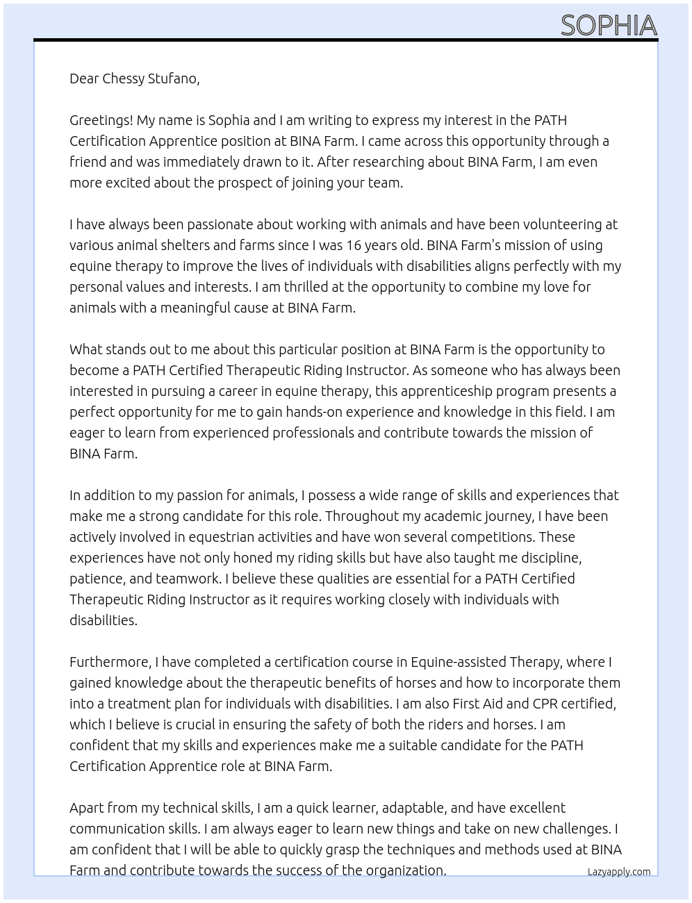 Cover letter for path certification apprentice - LazyApply