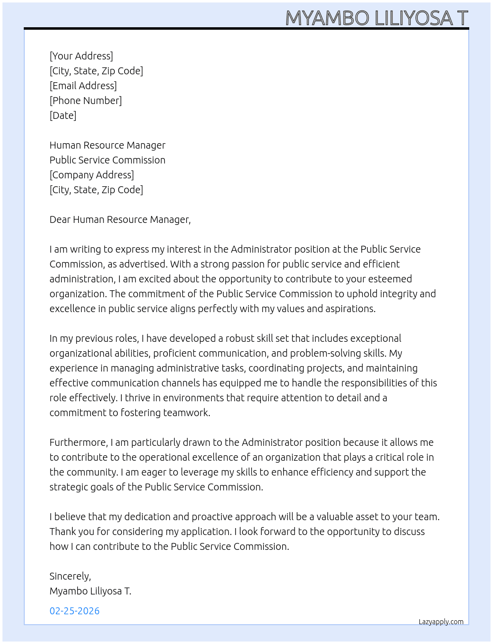 Cover letter for administrator - LazyApply