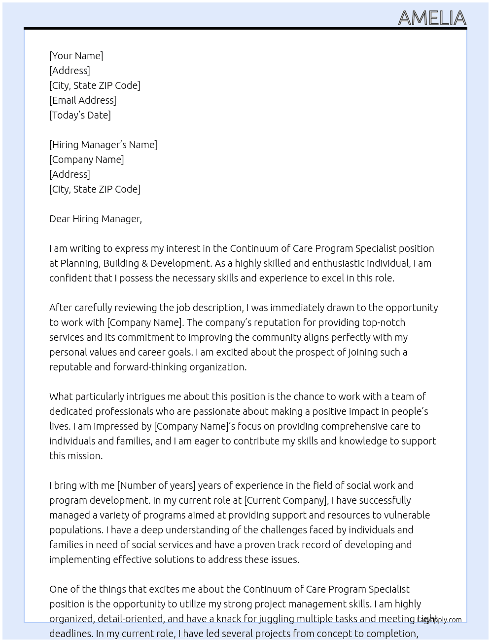 Cover letter for continuum of care program specialist - LazyApply