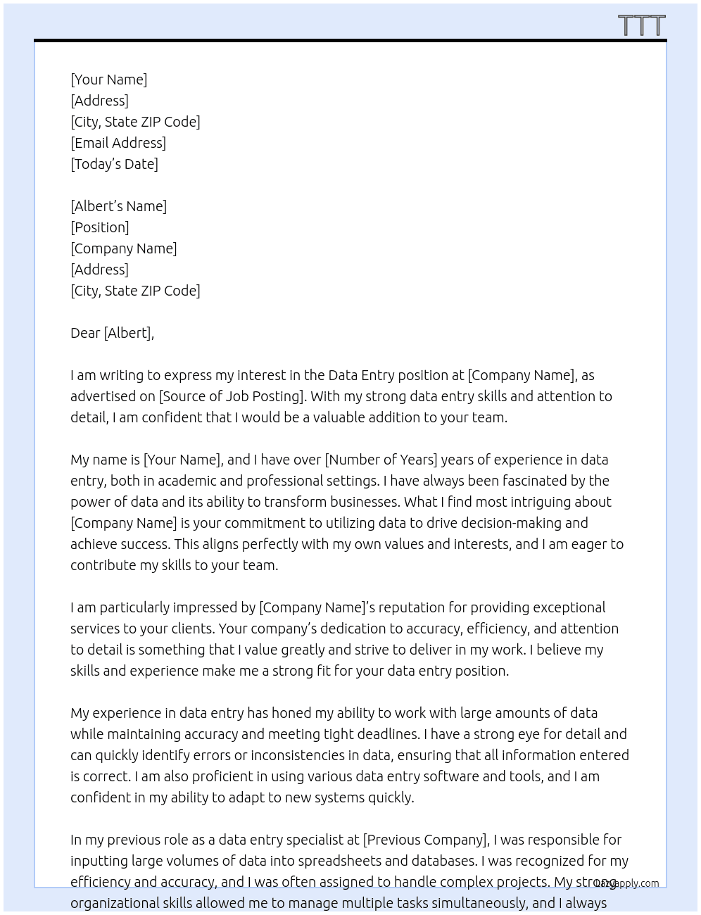 data entry At gbh Cover Letter