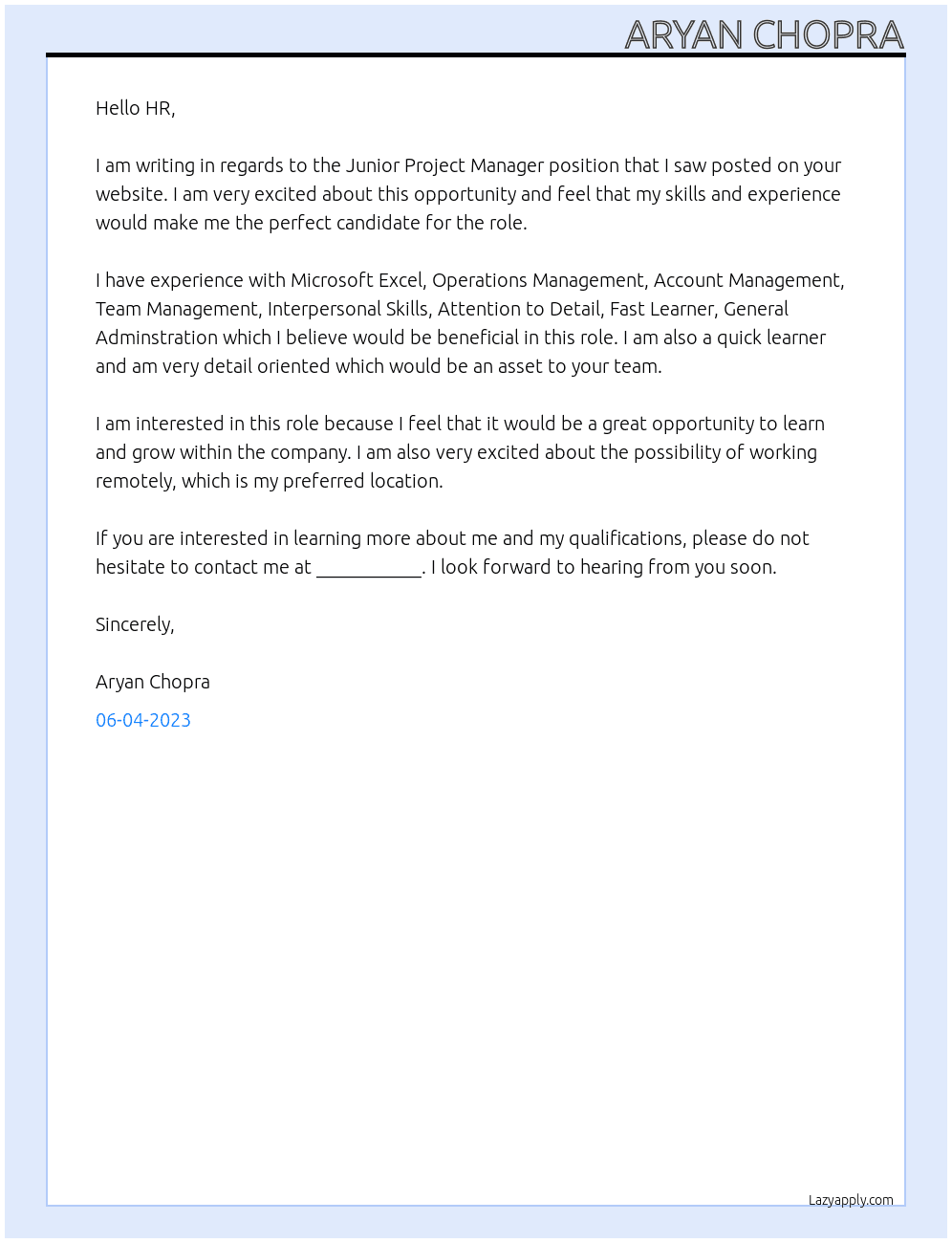 Junior Project Manager At talent kompass deutschland Cover Letter