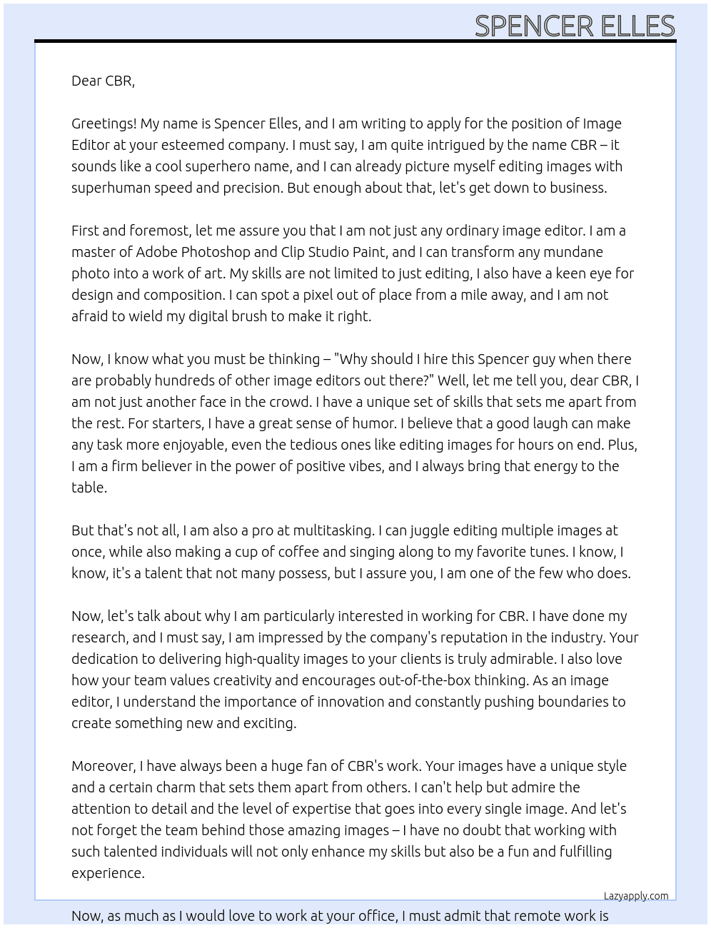 image editor At CBR Cover Letter