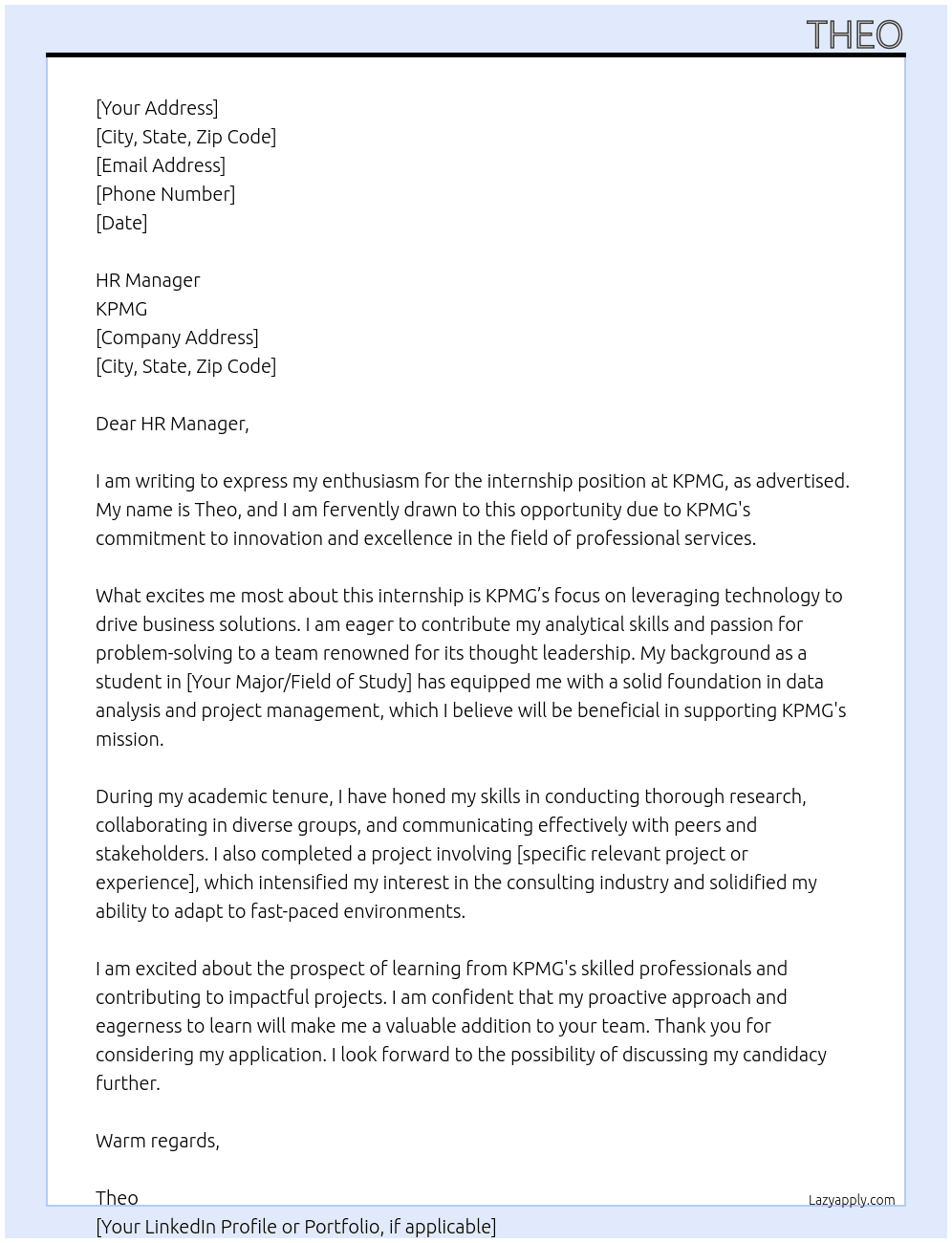 Intern At KPMG Cover Letter
