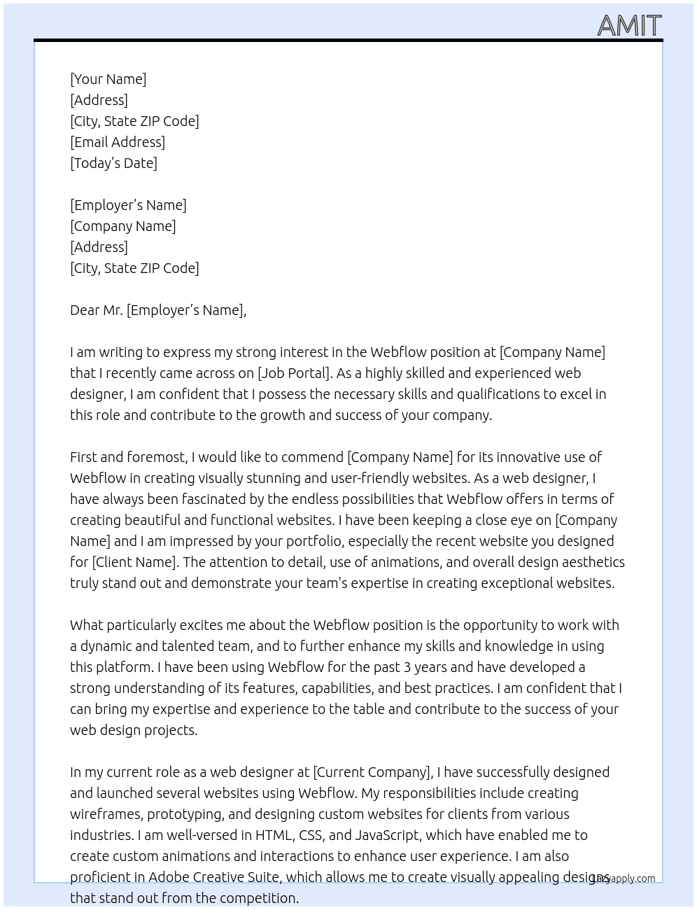 webflow At mr s Cover Letter