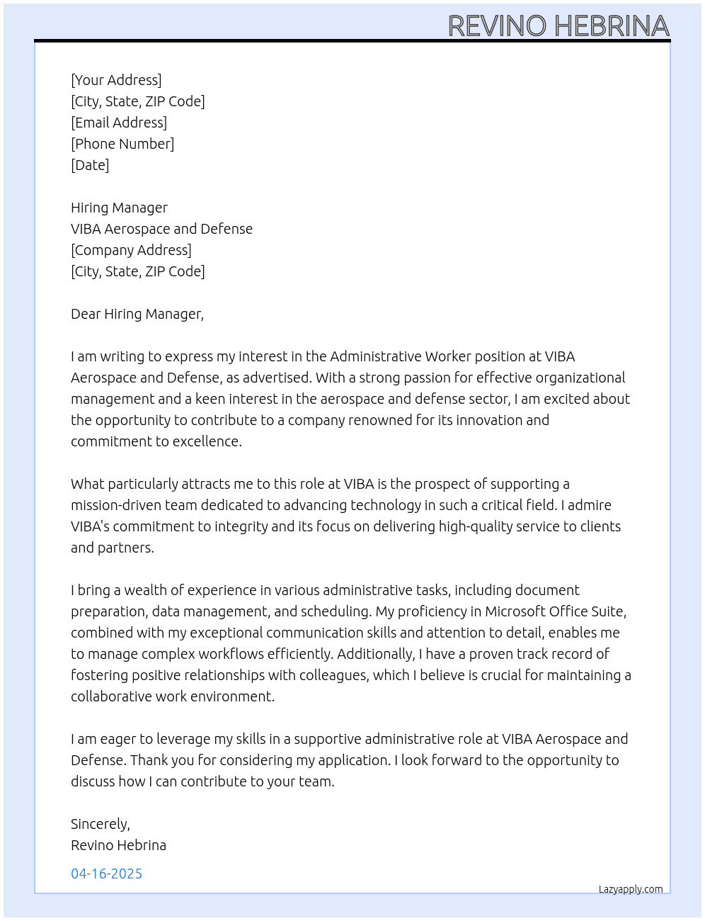 Cover letter for administrative worker - LazyApply