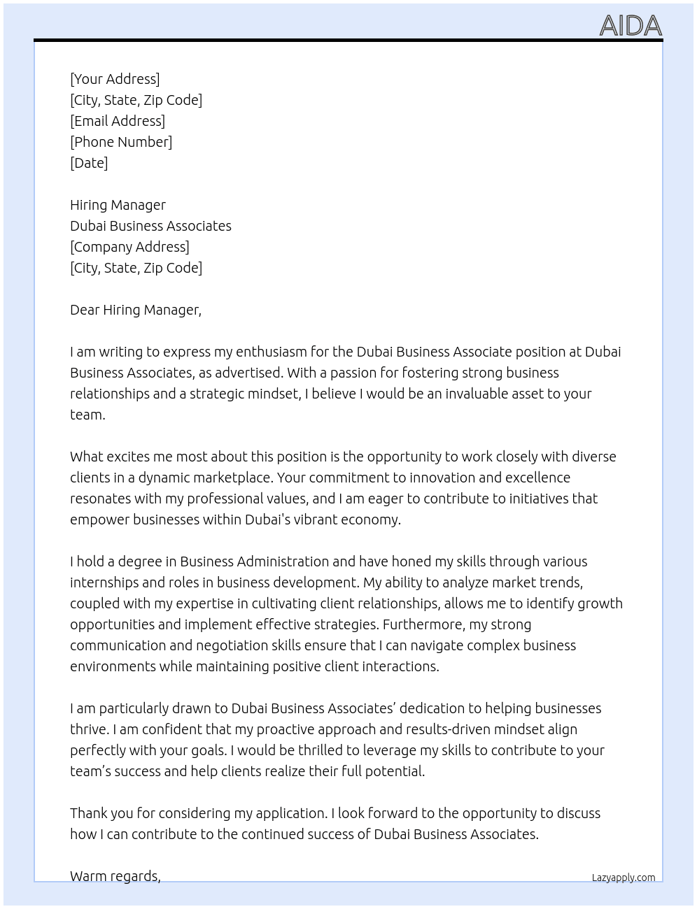 dubai business asscoiates At dubai business asscoiates Cover Letter