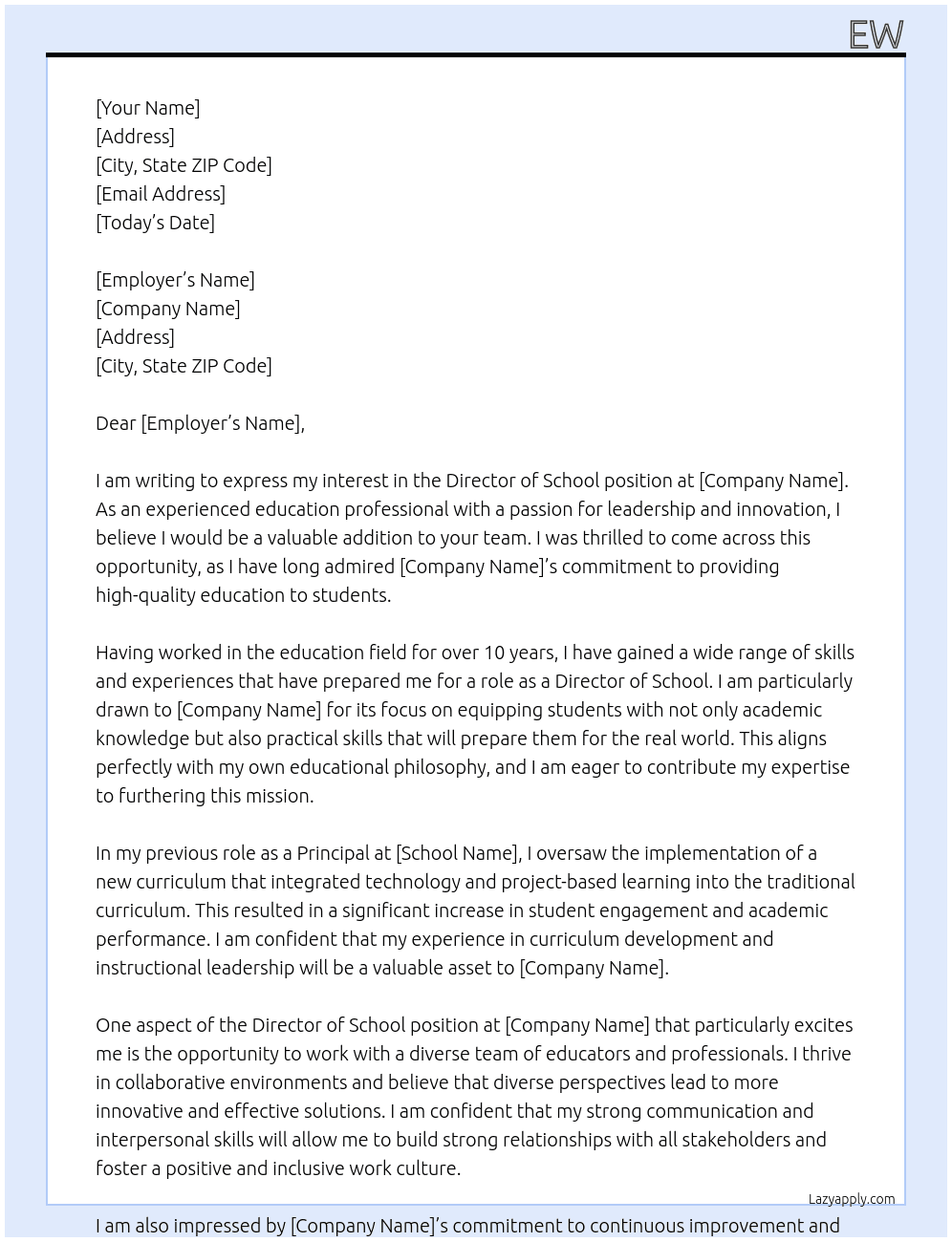 director of school At qw Cover Letter