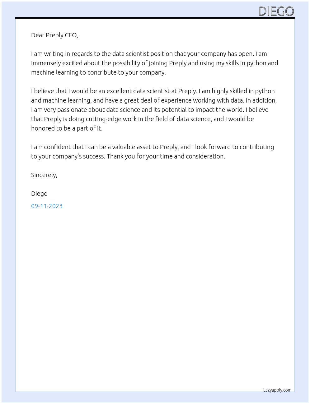 Data Scientist At Preply Cover Letter