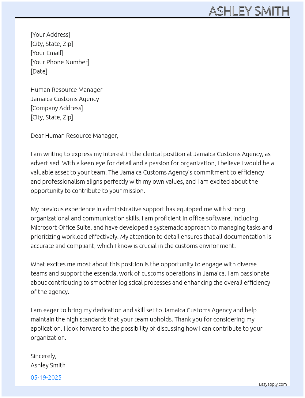 Cover letter for clerical position - LazyApply