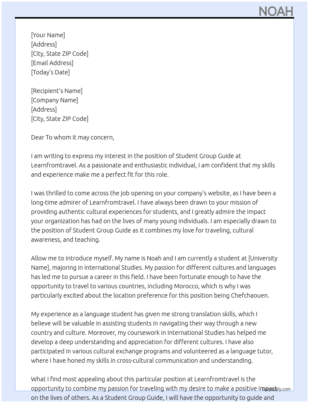 Student group guide At Learnfromtravel  Cover Letter