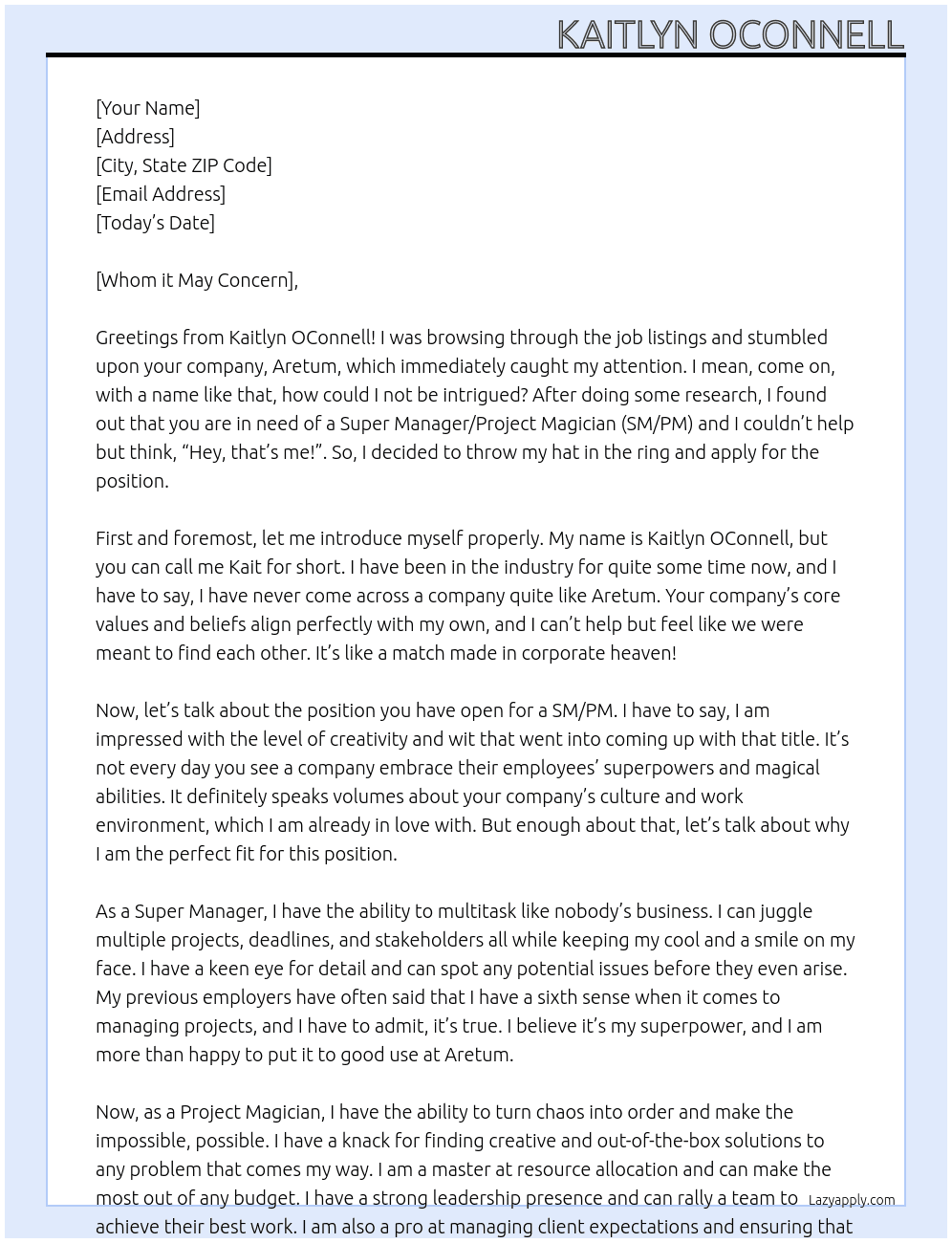 SM/PM At Aretum Cover Letter