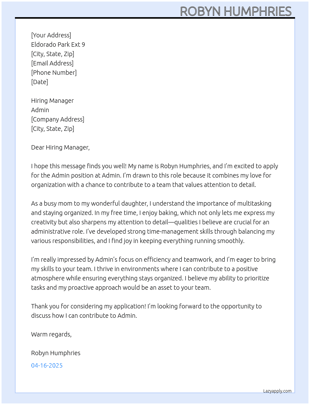 Admin At Admin  Cover Letter